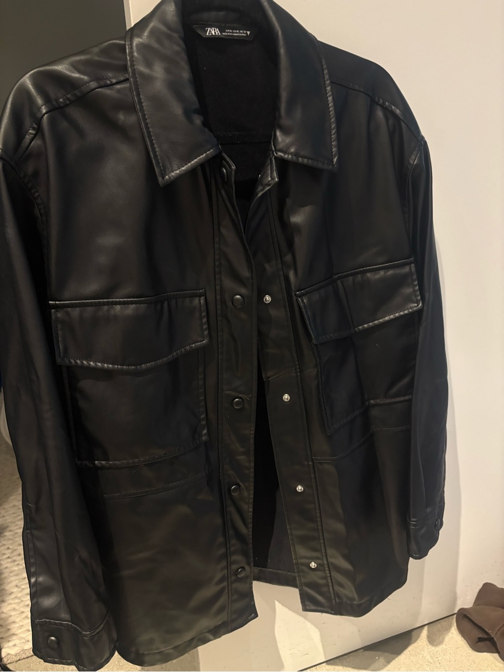 Viral Zara Black Faux Leather Field Jacket
